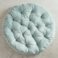 Plush Smoke Blue Striped Papasan Cushion