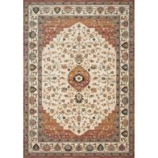 Magnolia Home Evie Ivory & Terracotta Medallion 6'4"x9'2