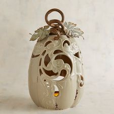 Taupe Pumpkin Tealight Candle Holder