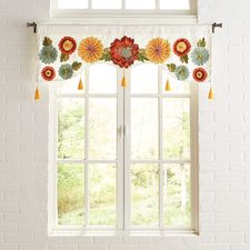 Autumn Flowers Embellished Valance