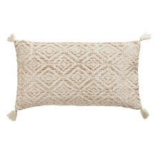 Diamond Lurex Ivory Pillow with Tassels