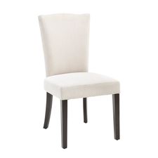 Natural Jacquard Dot Dining Chair with Nailhead Trim & Espresso Wood
