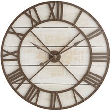 Oversize White Rustic Wall Clock 