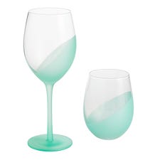 Matte Green Dipped Wine Glasses