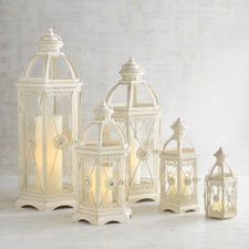 Jeweled Hexagon White Metal Lanterns