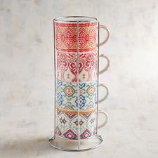 Spirited Ikat Stacking Mugs Set