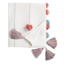 Dot Knit Throw with Tassels