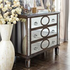 Gabrielle Shiitake Trimmed Mirrored Chest