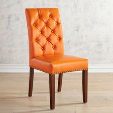 Hudson Pumpkin Dining Chair with Walnut Brown Wood