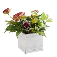 Faux Cabbage & Ranunculus Arrangement