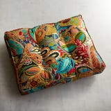 Tufted Ottoman Cushion in Vibrant Paisley