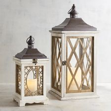 Isla White & Brown Wooden Lanterns