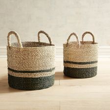 Harden Green & Natural Round Baskets