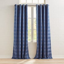 Solina Jacquard Navy Grommet Curtain