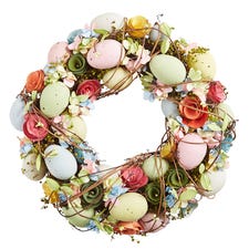 Flower & Easter Eggs Wood Curl Wreath