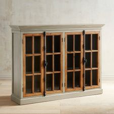 Cremone Linen Gray 4-Door Low Cabinet