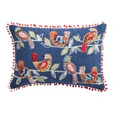 Mod Bird Pillow with Pompoms