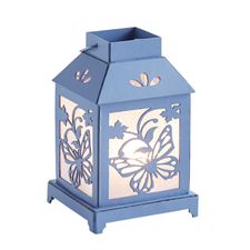 Blue Butterfly Lantern with LED Flameless Candle
