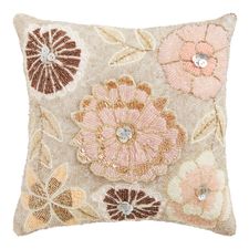 Beaded Flowers Blush Pillow