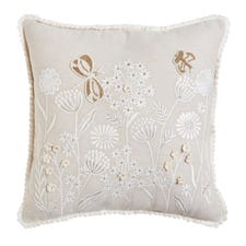 Mod White Floral & Butterfly Pillow