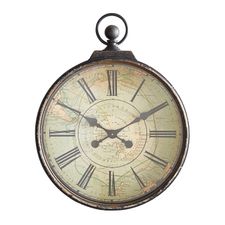  Map Iron Round Wall Clock