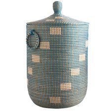 Evie Blue Seagrass Laundry Hamper