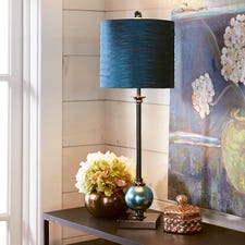 Dark Teal Orb Buffet Lamp