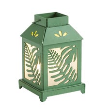 Green Fern Lantern with LED Flameless Candle