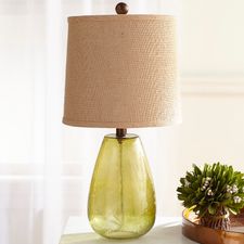 Green Seeded Glass Table Lamp