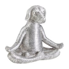 Silver Yoga Dog Sculpture