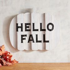 Hello Fall Wooden Pumpkin Wall Decor
