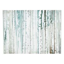 Green Birch Trunks Canvas Wall Art