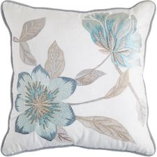 Glacier Bay Beaded Floral Blue Pillow
