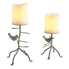 Bird Pillar Candle Holders