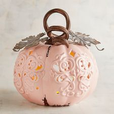 Medium Pink Pumpkin Tealight Candle Holder