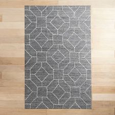 Black Geometric Jacquard Rug