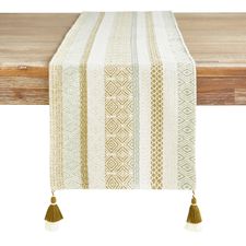 Desert Green & Cream 72" Table Runner with Tassels