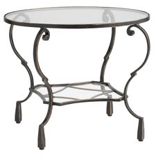 Chasca Glass Top Brown Round End Table