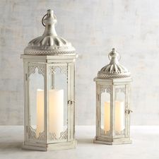 Whitewashed Metal Lanterns