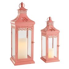 Hurst Antiqued Pink Lanterns