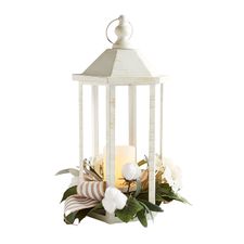 Faux Hydrangea Floral Lantern