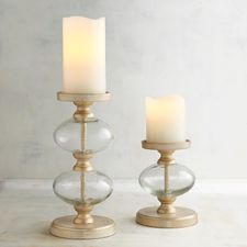 Clear Bubble Pillar Candle Holders