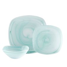 Alabaster Aqua Square Dinnerware