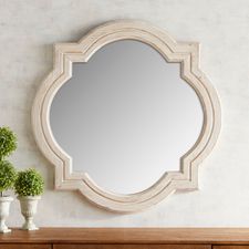Whitewashed Quatrefoil Mirror
