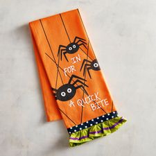 In for a Quick Bite Spiders Halloween Tea Towel