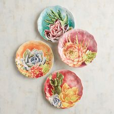 Marfa Succulents Salad Plate Set