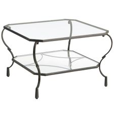 Chasca Glass Top Brown Square Coffee Table