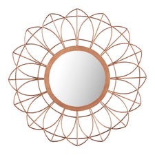 Mini Metal Bronze Flower Mirror