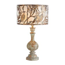 Rustic Table Lamp with Cutout Metal Shade 