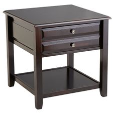 Anywhere Large Rubbed Black End Table with Knobs